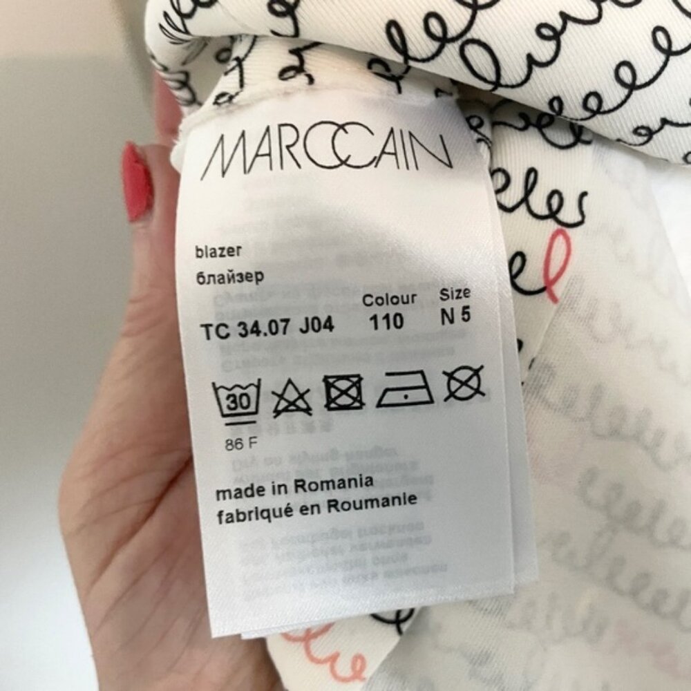 Marc Cain set of suit blazer and pants with graphic love print size L - Picture 14 of 15